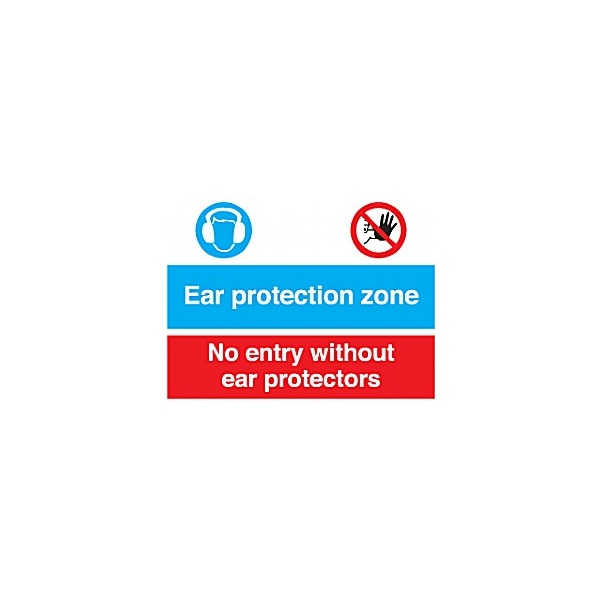 Ear Protection Zone No Entry Without Ear Protectors Sign Awareness