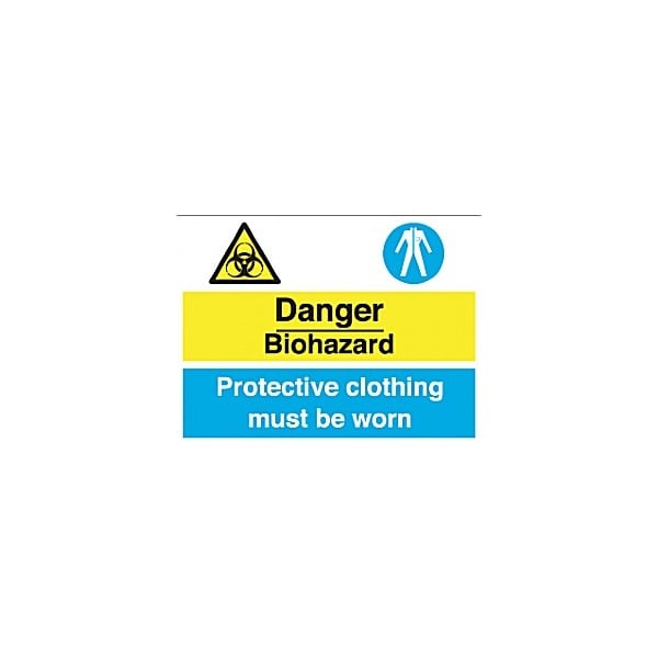 Danger Biohazard Protective Clothing Must Be Worn Sign