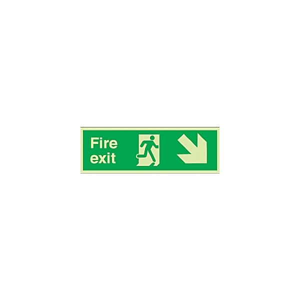 Fire Exit Diagonal Right Down Arrow Gemglow Sign