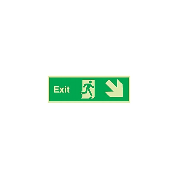 Fire Exit Down Diagonal Right Arrow Gemglow Sign