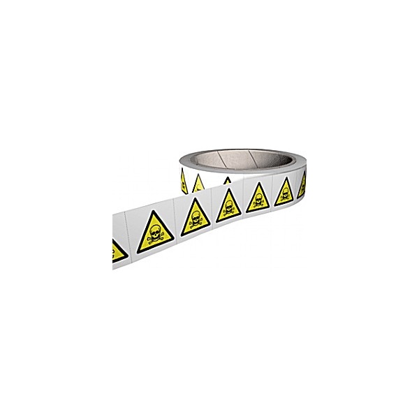 Caution Highly Toxic Hazard Labels – Roll of 250