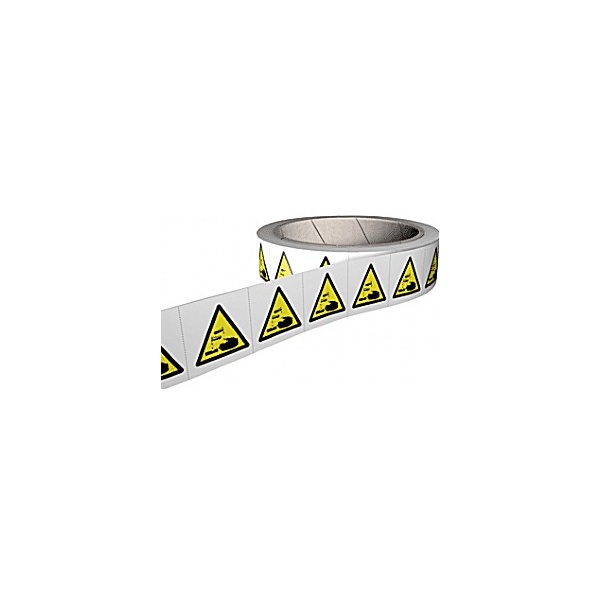 Caution Corrosive Substance Hazard Labels - Roll of 250