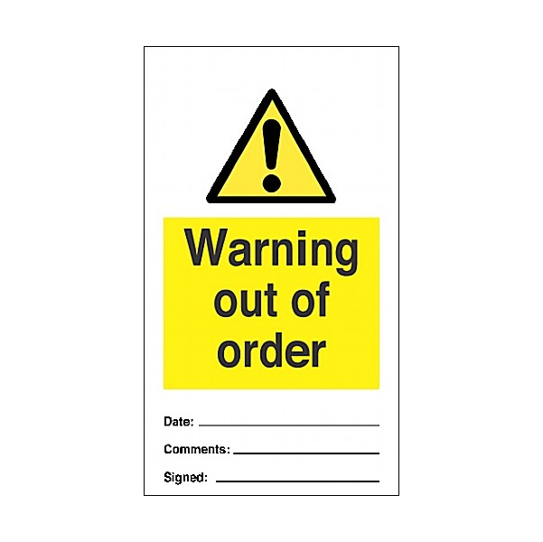 Warning Out Of Order Tye Tags