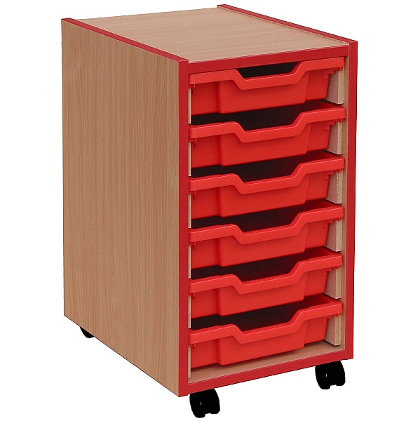 Coloured Edge 6 Tray Shallow Storage Unit