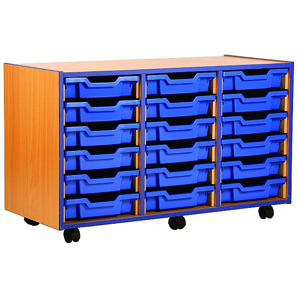 Coloured Edge 18 Tray Shallow Storage Unit