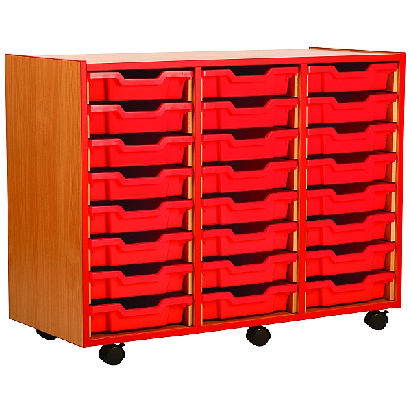 Coloured Edge 24 Tray Shallow Storage Unit