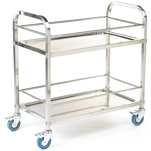 2 Shelf Stainless Steel Trolley