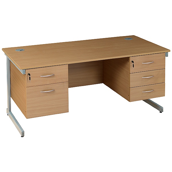 Solar Rectangular Cantilever Desks With Double Ped