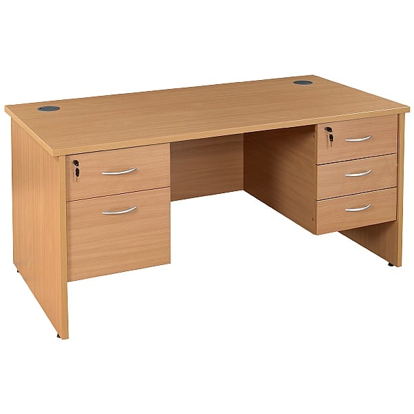 Rectangular Panel End Desks With Double Fixed Peds