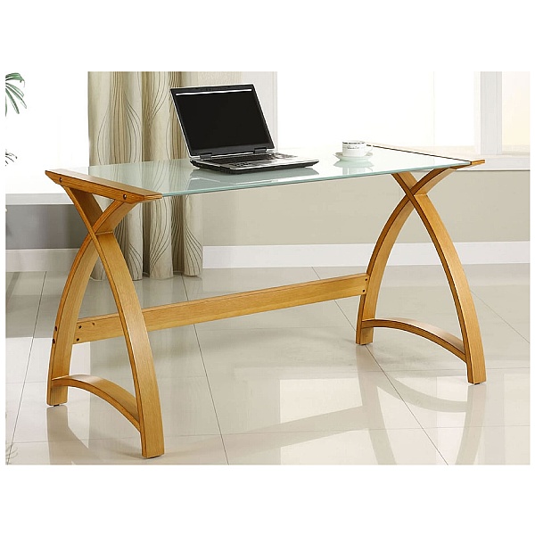 Spectrum Oak Real Wood Veneer Laptop Desk Home Computer Desks