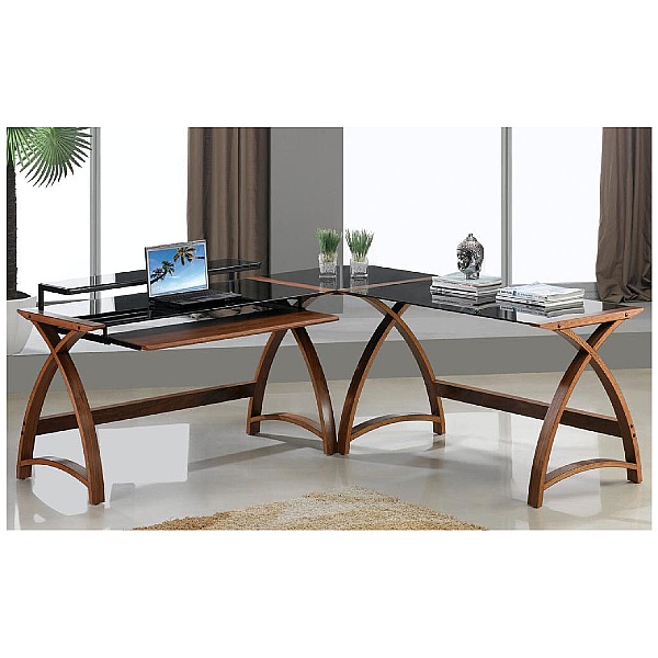 Spectrum Corner Desk Link Black Glass Home Computer Desks