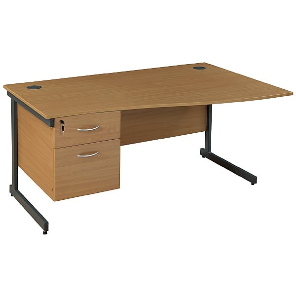 NEXT DAY Solar Wave Cantilever Desks With Single Fixed Pedestal