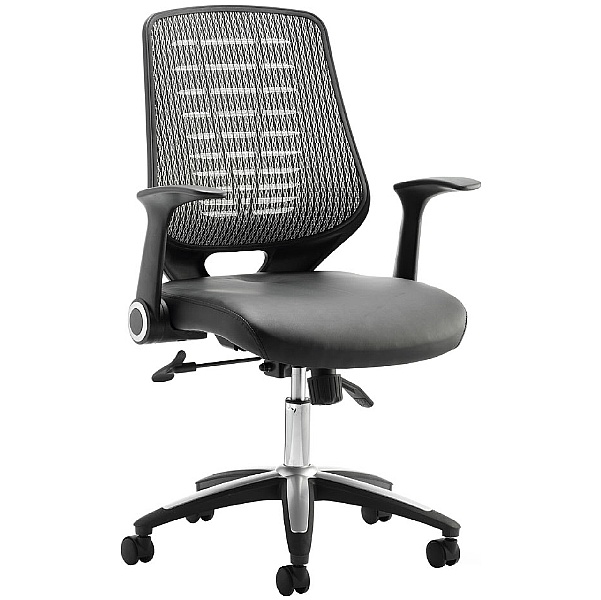 Baton Leather & Mesh Office Chair Silver