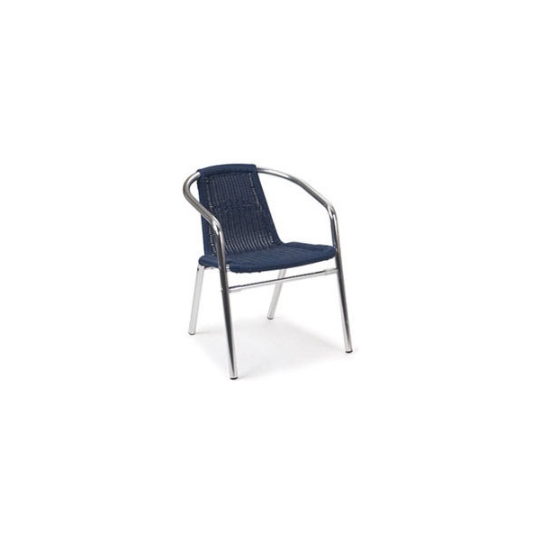 Aluminium Wicker Armchair Blue