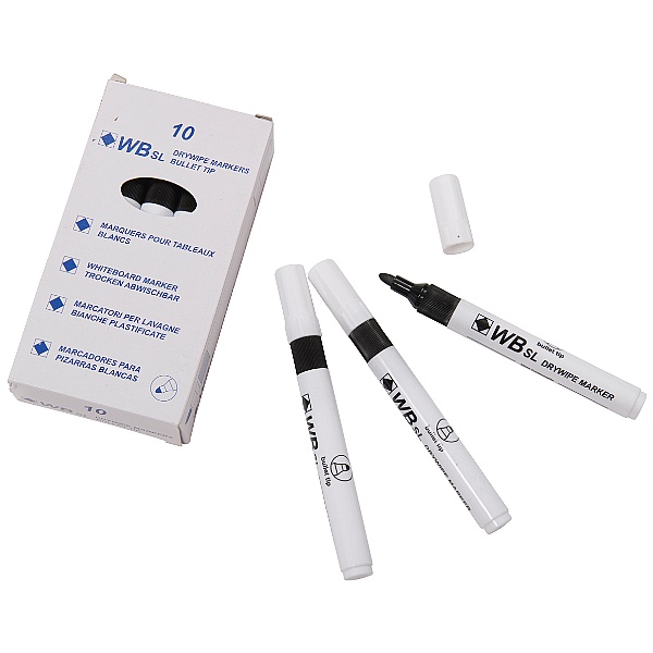 Black Junior Dry Wipe Marker Pen Pack