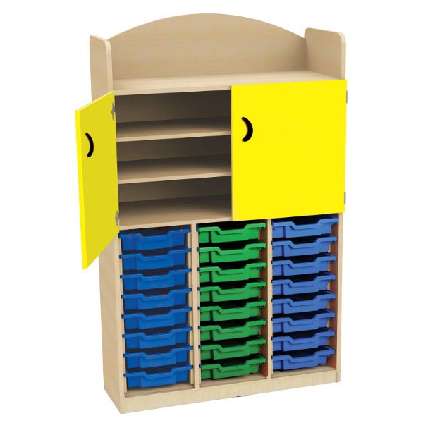 Stretton 24 Tray Triple Bay Storage Unit With Cupb