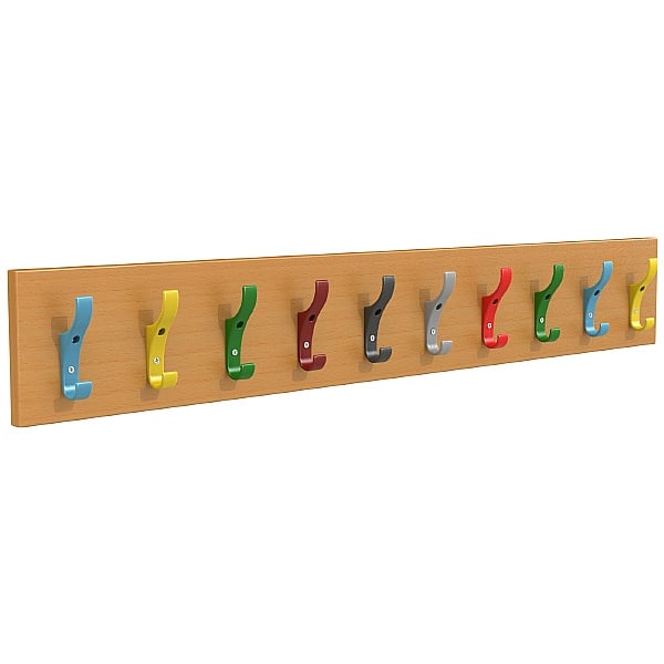 Multi-Coloured Classroom Coat Hook Rails 10