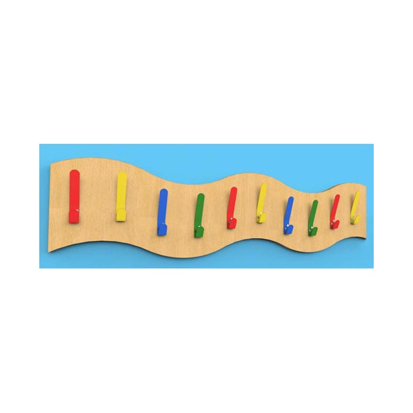 Multi-Coloured Wave Classroom Coat Hook Rails