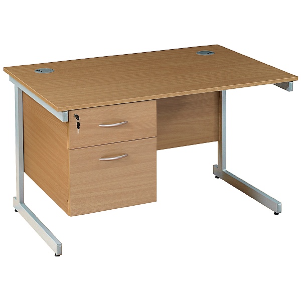 Solar Cantilever Rectangular Desks With Single Ped