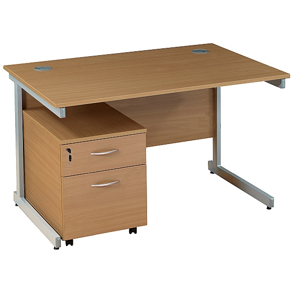 Solar Cantilever Rectangular Desks With Mobile Ped