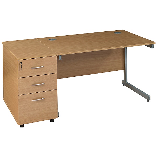 Solar Cantilever Rectangular Desks With Pedestal