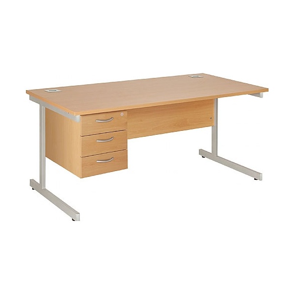 Commerce II Rectangular Desks With Single Fixed Pedestal