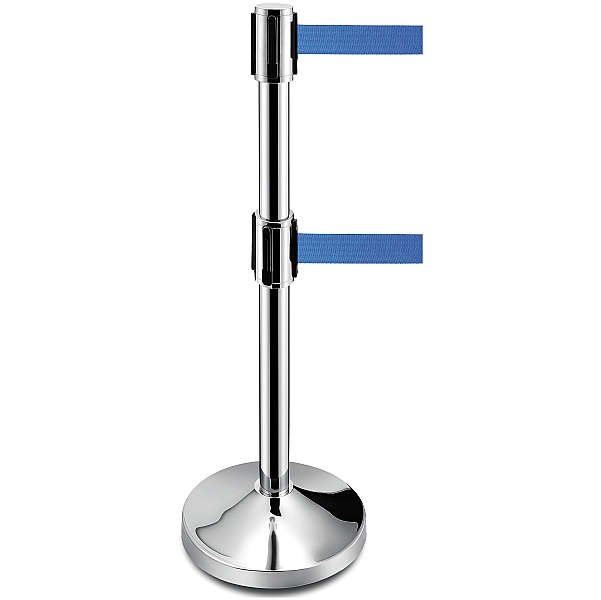 Double Retractable Blue Belt Barrier