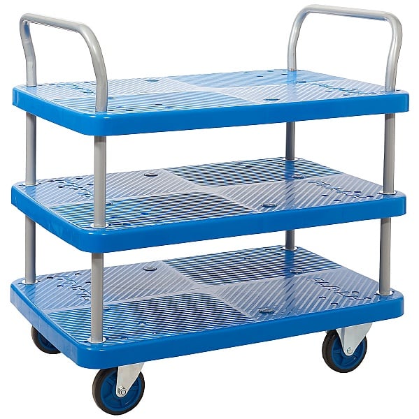Proplaz Blue 3 Shelf Trolley