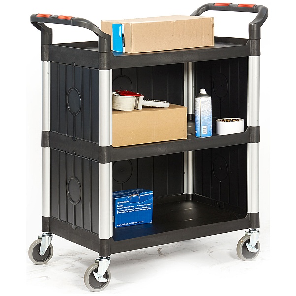 Proplaz Black 3 Shelf Enclosed Trolley