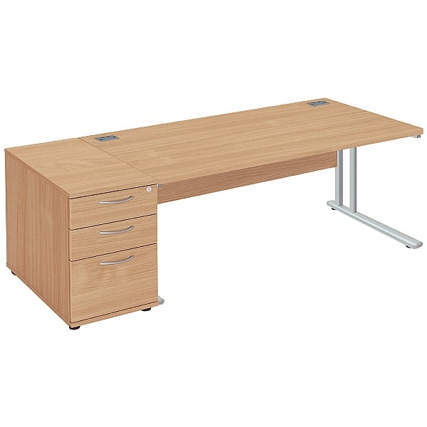 Commerce II Deluxe Rectangular Office Desks With Desk High Pedestal