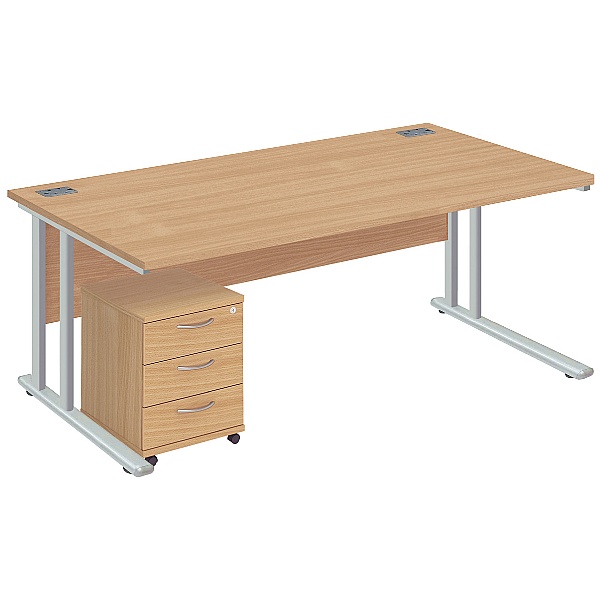 Commerce II Deluxe Rectangular Office Desks With M