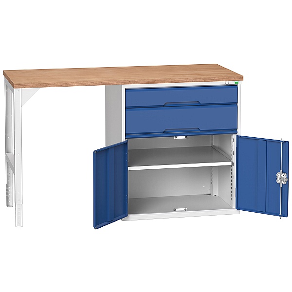 Bott Verso Pedestal Benches - 800mm Pedestal With Cupboard & 2 Drawers