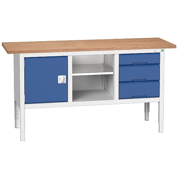Bott Verso Storage Benches - 1750mm With Cupboard & 3 Drawers