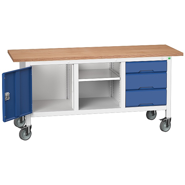 Bott Verso Mobile Storage Benches - 1750mm With 3 Drawers With Cupboard