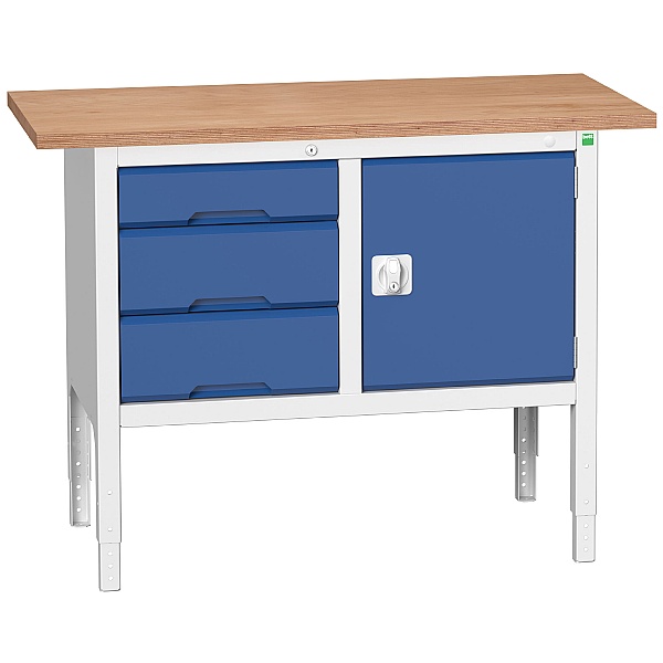 Bott Verso Storage Benches - 1250mm With Cupboard & 3 Drawers