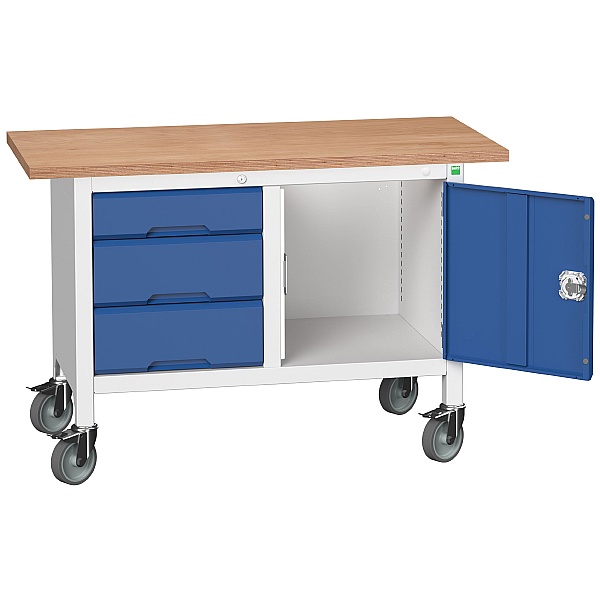 Bott Verso Mobile Storage Benches - 1250mm With Cupboard & 3 Drawers