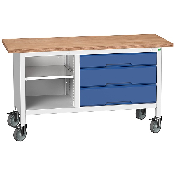 Bott Verso Mobile Storage Benches - 1500mm With 3 Wide Drawers