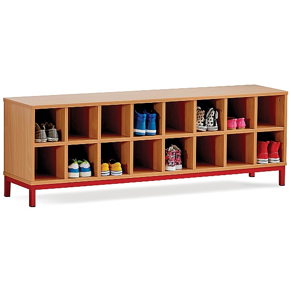 Cloakroom Storage Bench with 16 Open Compartments