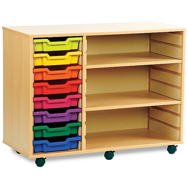 8 Tray Shallow Storage Unit With 2 Adjustable Shelves