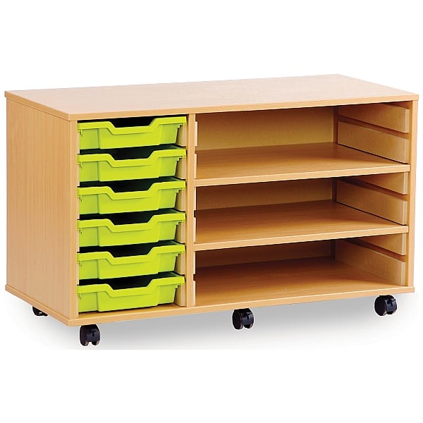 6 Tray Shallow Storage Unit With 2 Adjustable Shelves