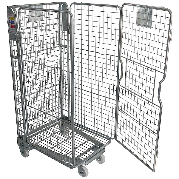 4 Sided Mesh A-Base Nestable Roll Pallets - Zinc Plated