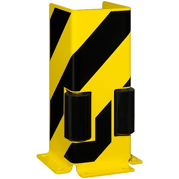 Black Bull Steel Pallet Racking Protectors With Guide Rollers - U Profile