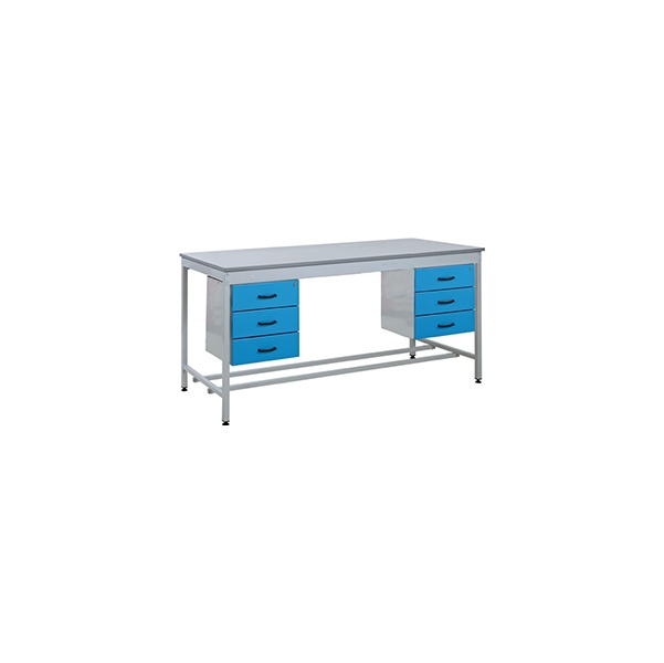 Taurus Utility Workbench With Double Three Drawer Pedestals