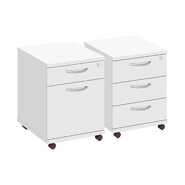 Commerce II White Low Mobile Pedestals