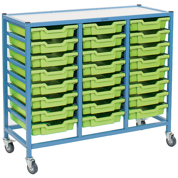 Gratnells Dynamis Collection Shallow Tray 3 Column Storage Trolley