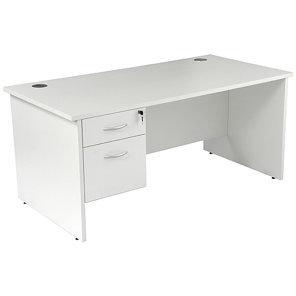 NEXT DAY Karbon K2 Rectangular Panel End Office Desks with Single Fixed Pedestal