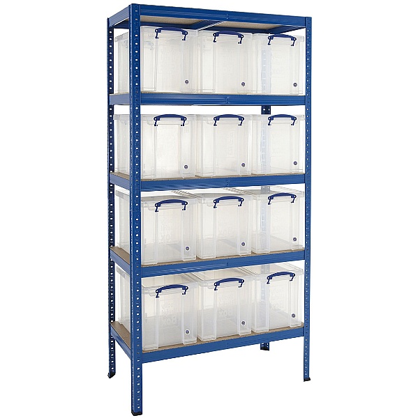 Value Shelving Bay With 12 x 24 Litre Really Useful Boxes