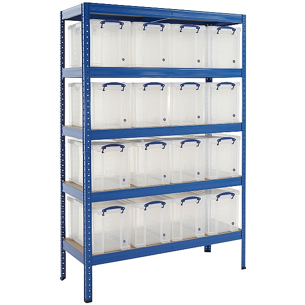 Industrial Shelving Bay With 16 x 24 Litre Really Useful Boxes