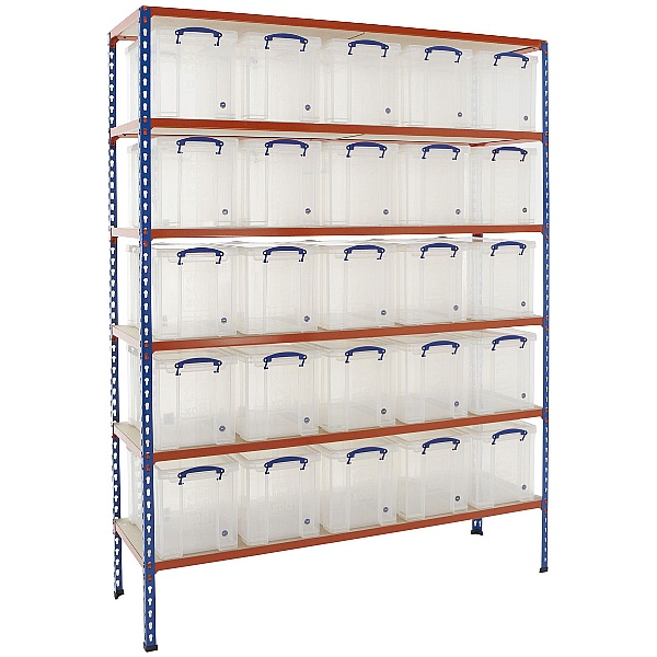 BiG340 Shelving Bay With 25 x 24 litre Really Useful Boxes