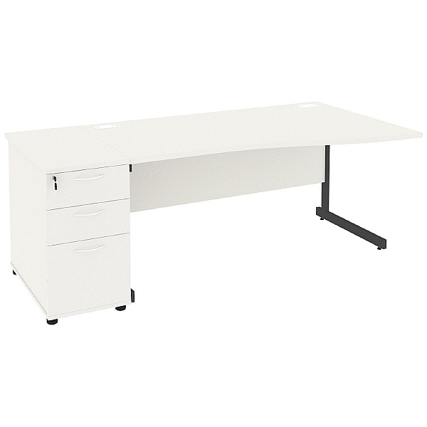 Next Day Vogue White Wave Cantilever Desks With Desk High Pedestal